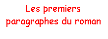 Zone de Texte: Les premiers paragraphes du roman 